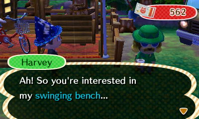 Harvey: Ah! So you're interested in my swinging bench...
