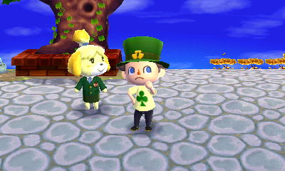 Wearing my club tee and shamrock hat for Shamrock Day (St. Patrick's Day).