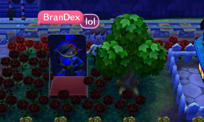 BranDex fell into the pitfall behind the standee.