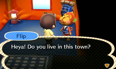 Flip, at the campsite: Heya! Do you live in this town?