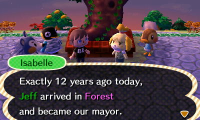 Isabelle: Exactly 12 years ago today, Jeff arrived in Forest and became our mayor.