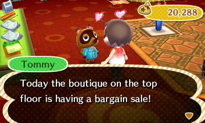 Tommy: Today the boutique on the top floor is having a bargain sale!