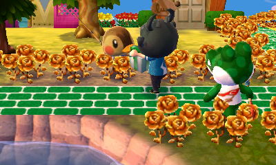 Molly hands me a gift to give to Boots, as Boots stands right behind me.