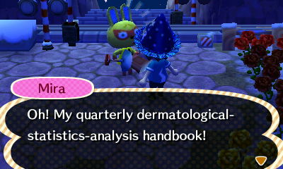 Mira: Oh! My quarterly dermatological-statistics-analysis handbook!