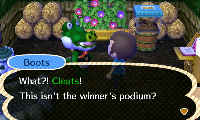 Boots: What?! Cleats! This isn't the winner's podium?