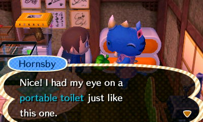 Hornsby: Nice! I had my eye on a portable toilet just like this one.