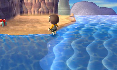 Arriving on my private beach to pick up a present.