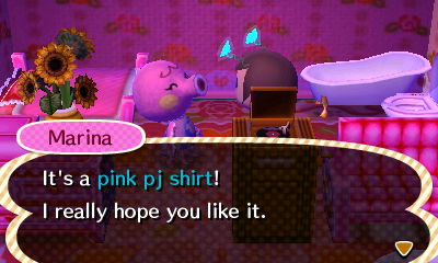 Marina: It's a pink pj shirt! I really hope you like it.