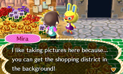 Mira: I like taking pictures here because you can get the shopping district in the background!