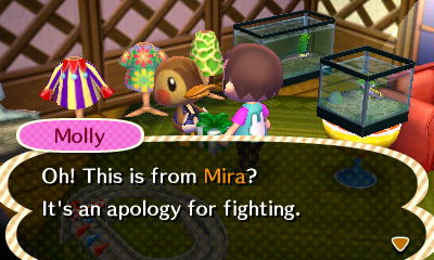 Molly: Oh! This is from Mira? It's an apology for fighting.