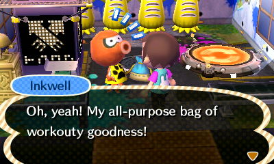 Inkwell: Oh, yeah! My all-purpose bag of workouty goodness!