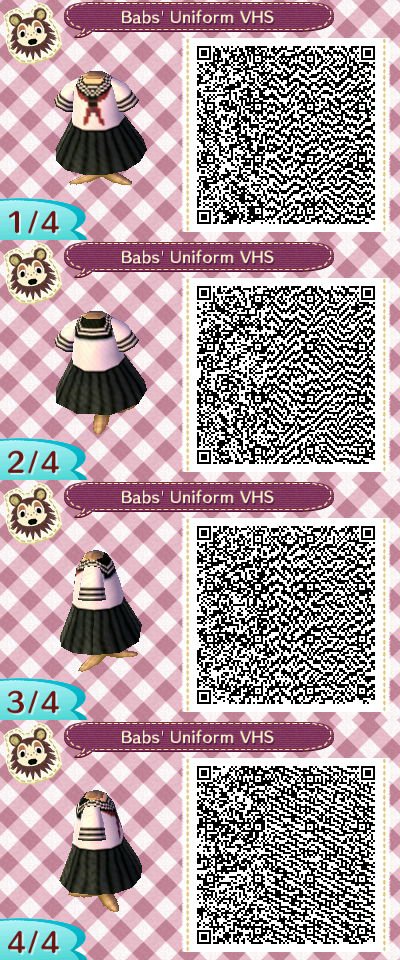QR code for Babs' uniform from Vampire High School in Animal Crossing.