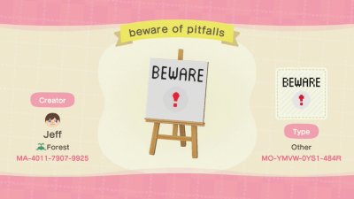 Beware of pitfalls design for Animal Crossing: New Horizons.