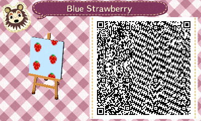 QR code for a blue wallpaper with strawberries in Animal Crossing.