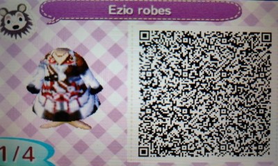 QR code for Ezio robes in Animal Crossing.