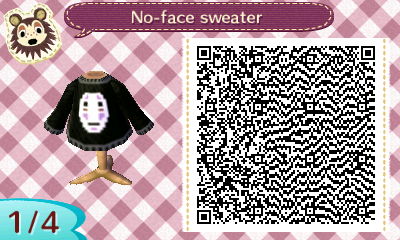 QR code for Spirited Away No-Face sweater in Animal Crossing New Leaf