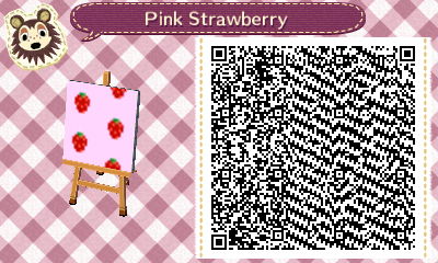 QR code for a pink wallpaper with strawberries in Animal Crossing.