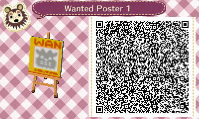 QR code for a wanted poster in Animal Crossing.
