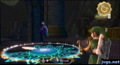 Playing my harp to access the third trial.