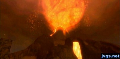 The volcano erupting.