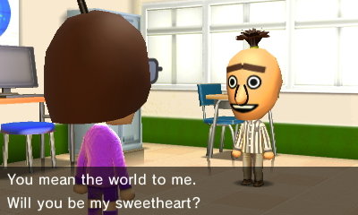 Bert, to Velma: You mean the world to me. Will you be my sweetheart?