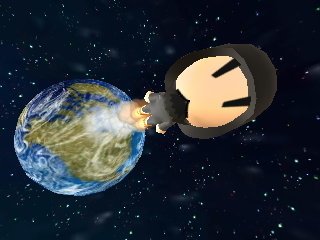 Bomberman blasts off into outer space for his super all-time favorite food in Tomodachi Life for Nintendo 3DS.