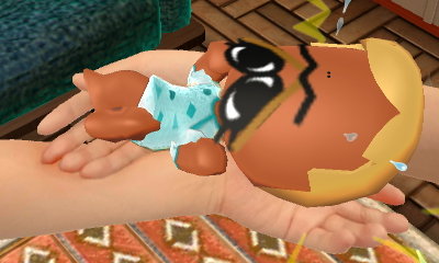 Jeff's look-alike rocks baby Jackson in Tomodachi Life.