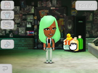 Marina with green hair.
