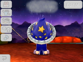 Buster, wearing a wizard outfit, feels sad.