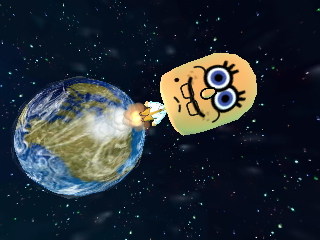 SpongeBob blasts off after eating his super all-time favorite food.
