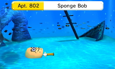 Apartment 802: SpongeBob lying on the floor, looking depressed.