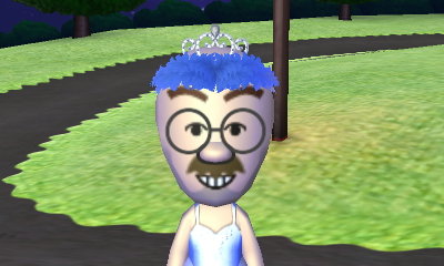 Tobias shows up, wearing a tiara.