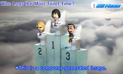 Mii News: Who Logs the Most Toilet Time? #This is a computer-generated image.