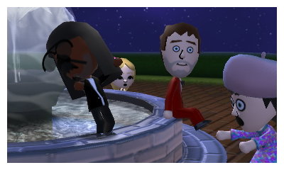 Darth Vader falling into the fountain.